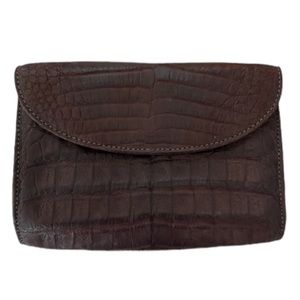 Periwinkle by BDA Brown Leather Clutch.